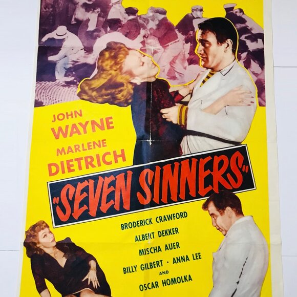ORIGINAL Seven Sinners Vintage 1940 Movie Poster - Picture 6 of 6